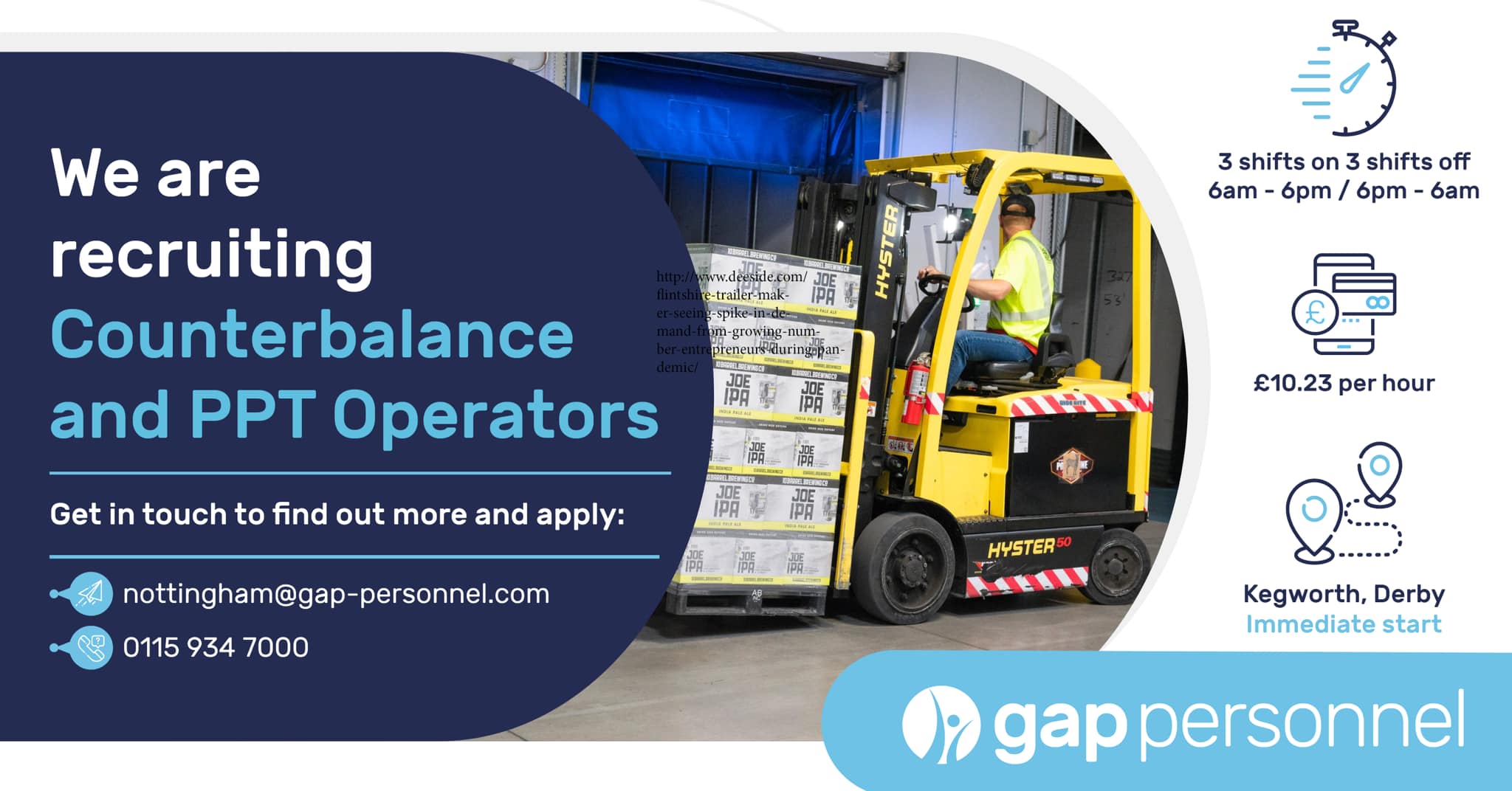 Recruiting Counterbalance & PPT Drivers in Kegworth, Derby